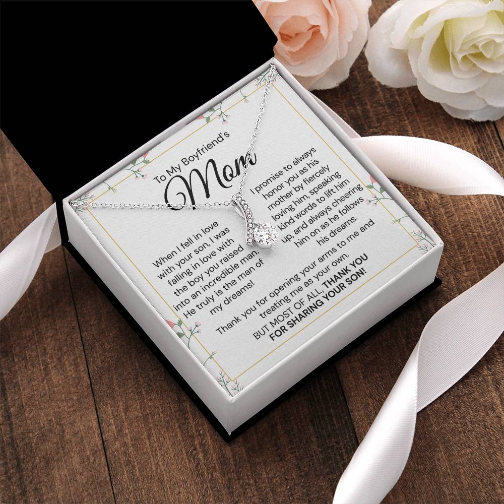 To My Boyfriend's Mom - Thank You For Sharing Your Son - Necklace Gift Set Alluring Beauty Necklace