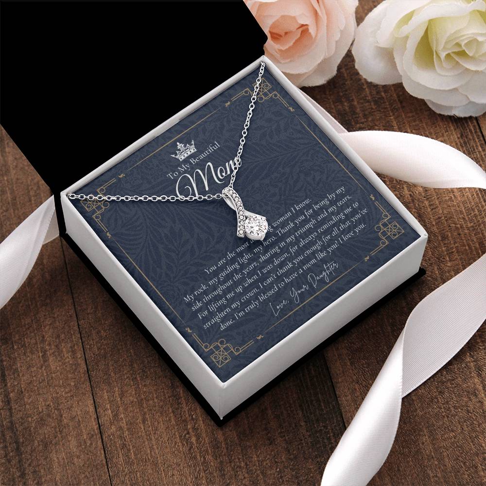 To My Beautiful Mom Necklace  Badass Mom Gift  Mother’S Day Gift  Birthday Gift  Gift From Daughter On Wedding Day Alluring Beauty Necklace