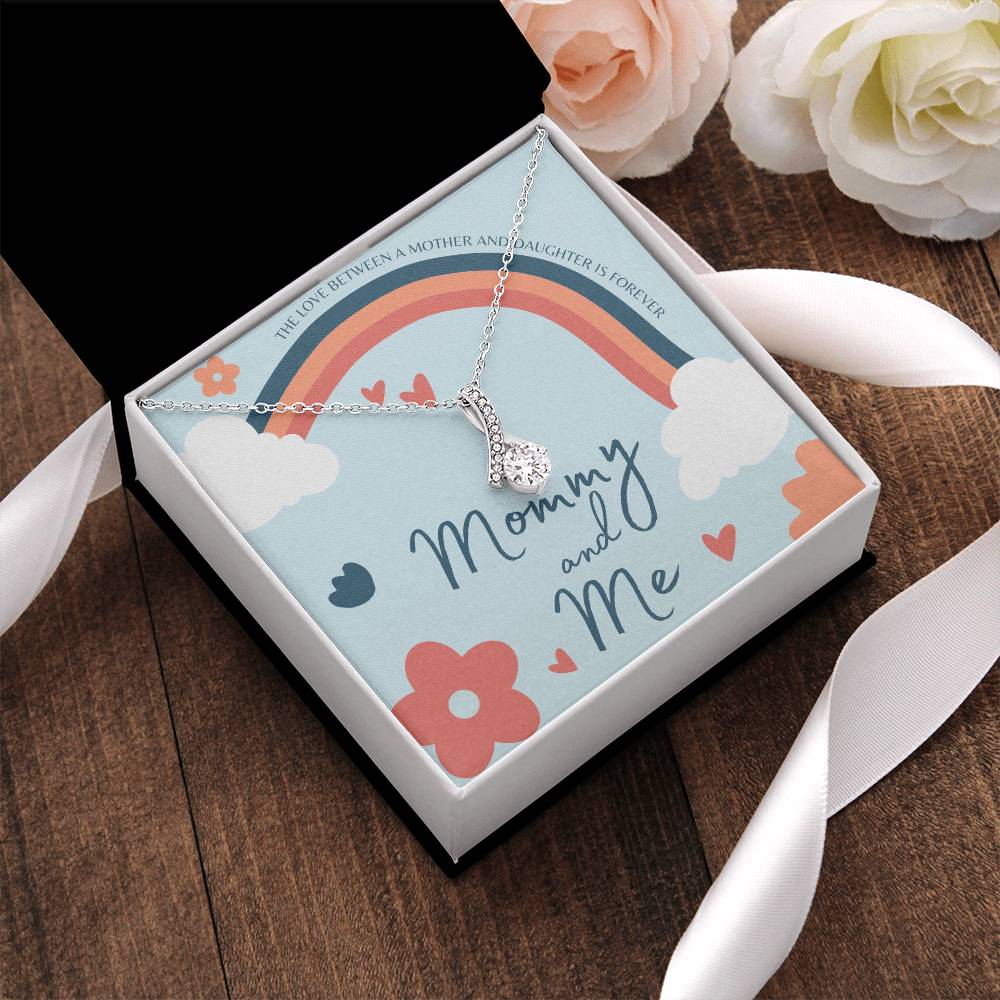Mommy And Me Heart Hand-Stamped Necklace Mother Daughter Necklace Mommy And Me Heart Jewelry Gift For Mom Gift From Daughter Alluring Beauty Necklace