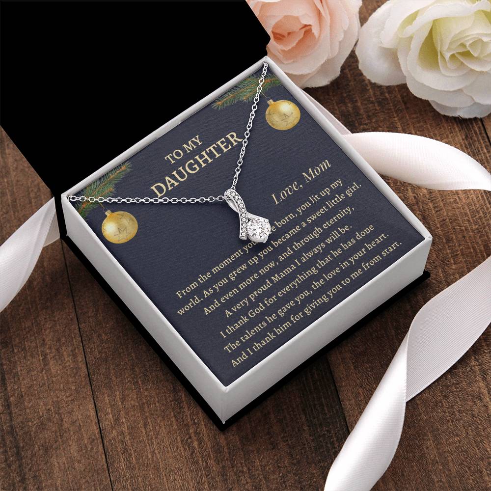 Christmas Gift To Daughter - From The Moment You Were Born You Lit Up My World Alluring Beauty Necklace
