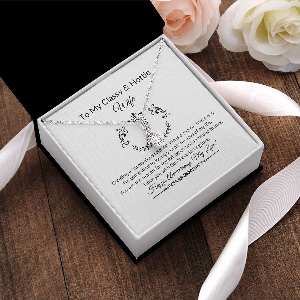 To My Classy & Hottie Wife Anniversary Gift Gift For Wife Necklace Gift Alluring Beauty Necklace