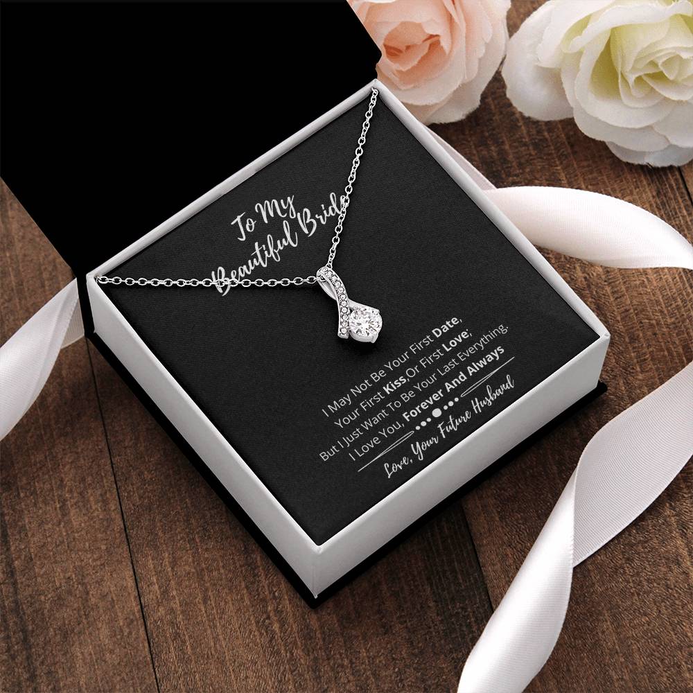 To My Beautiful Bride Crystal Necklace - I Love You Alluring Beauty Necklace