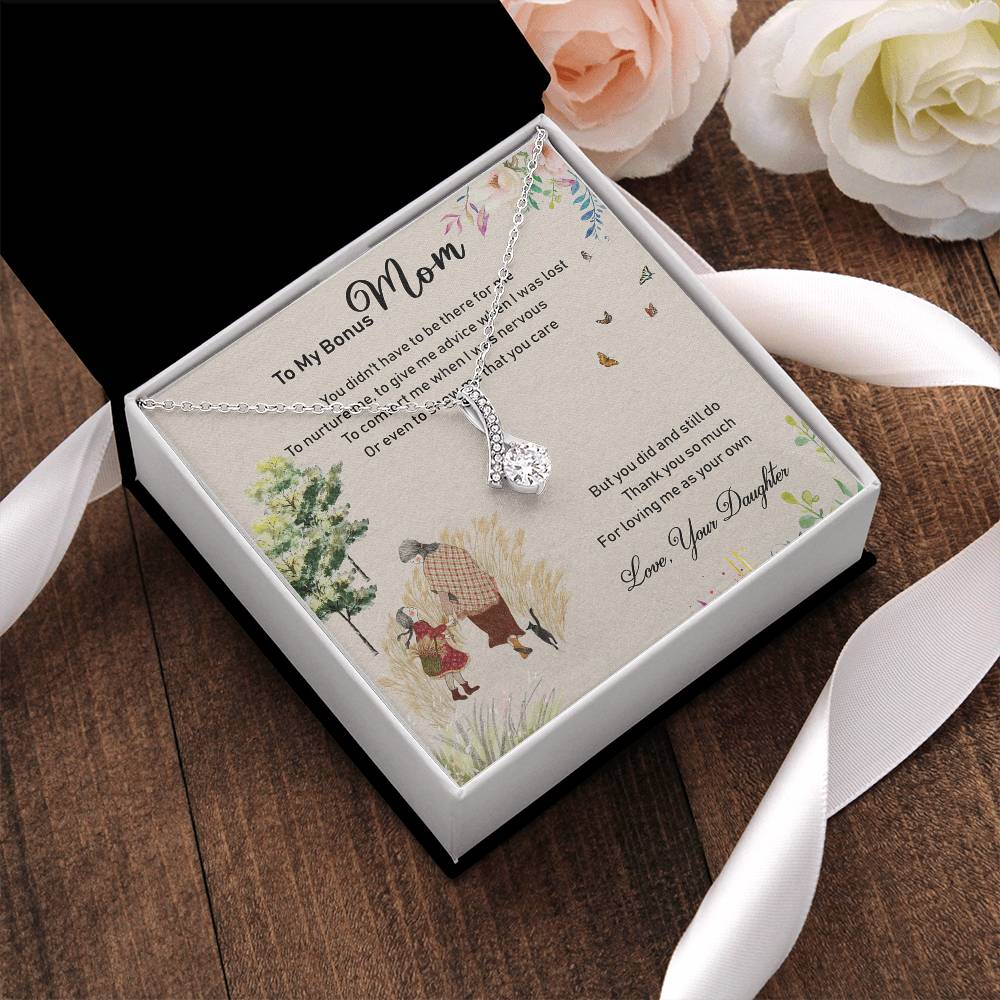 To My Bonus Mom Alluring Beauty Necklace Mother's Day Gift From Bonus Daughter - Alluring Beauty Necklace To My Bonus Mom Bonus Mom Necklace Alluring Beauty Necklace