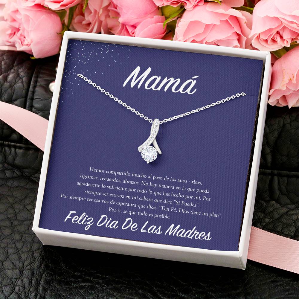 Ribbon Sparkly Pendant Alluring Beauty Necklace