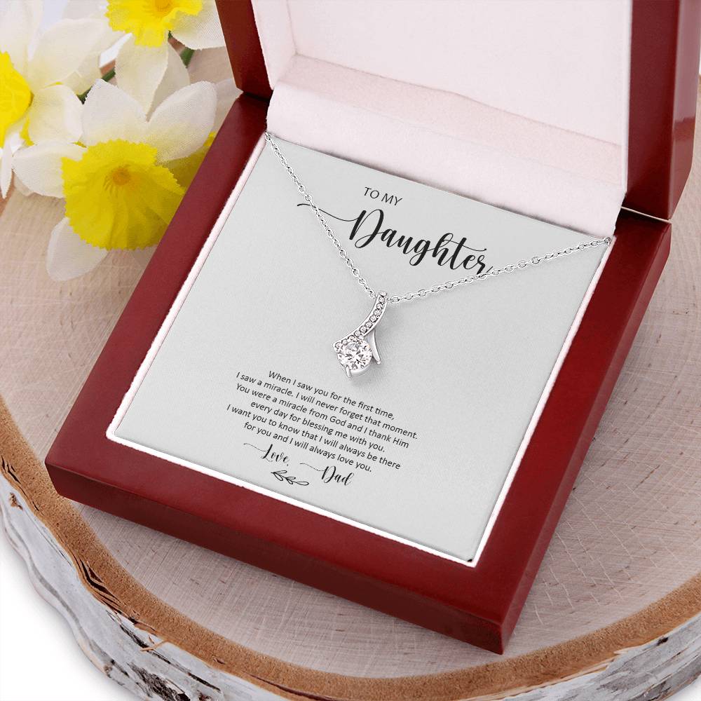 To My Beautiful Daughter Alluring Beauty Necklace To My Daughter From Dad - Father To Daughter Birthday Gift - Gifts To Daughter From Dad Alluring Beauty Necklace