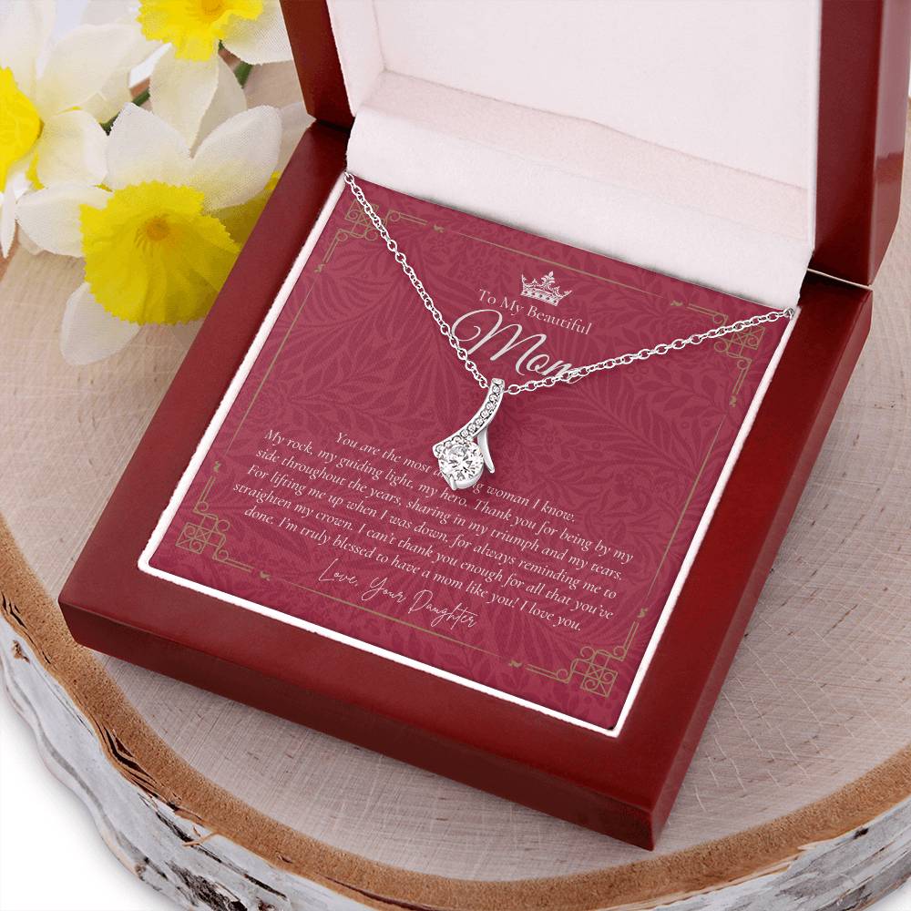 To My Beautiful Mom Necklace  Badass Mom Gift  Mother’S Day Gift  Birthday Gift  Gift From Daughter On Wedding Day 4 Alluring Beauty Necklace