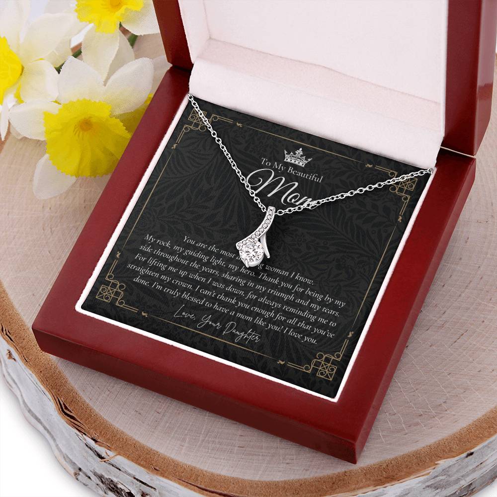 To My Beautiful Mom Necklace  Badass Mom Gift  Mother’S Day Gift  Birthday Gift  Gift From Daughter On Wedding Day 5 Alluring Beauty Necklace