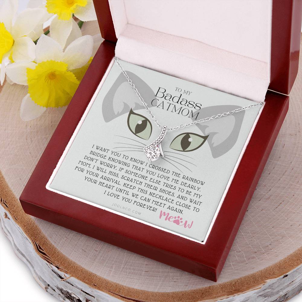 To My Badass Cat Mom Until We Can Meet Again Necklace Loss Of Cat Memorial Necklace Cat Loss Gifts Rainbow Bridge Cat Pet Sympathy Gift 6 Alluring Beauty Necklace