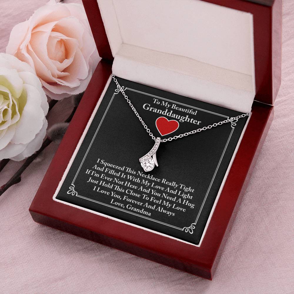 To My Beautiful Granddaughter Ribbon Necklace Alluring Beauty Necklace