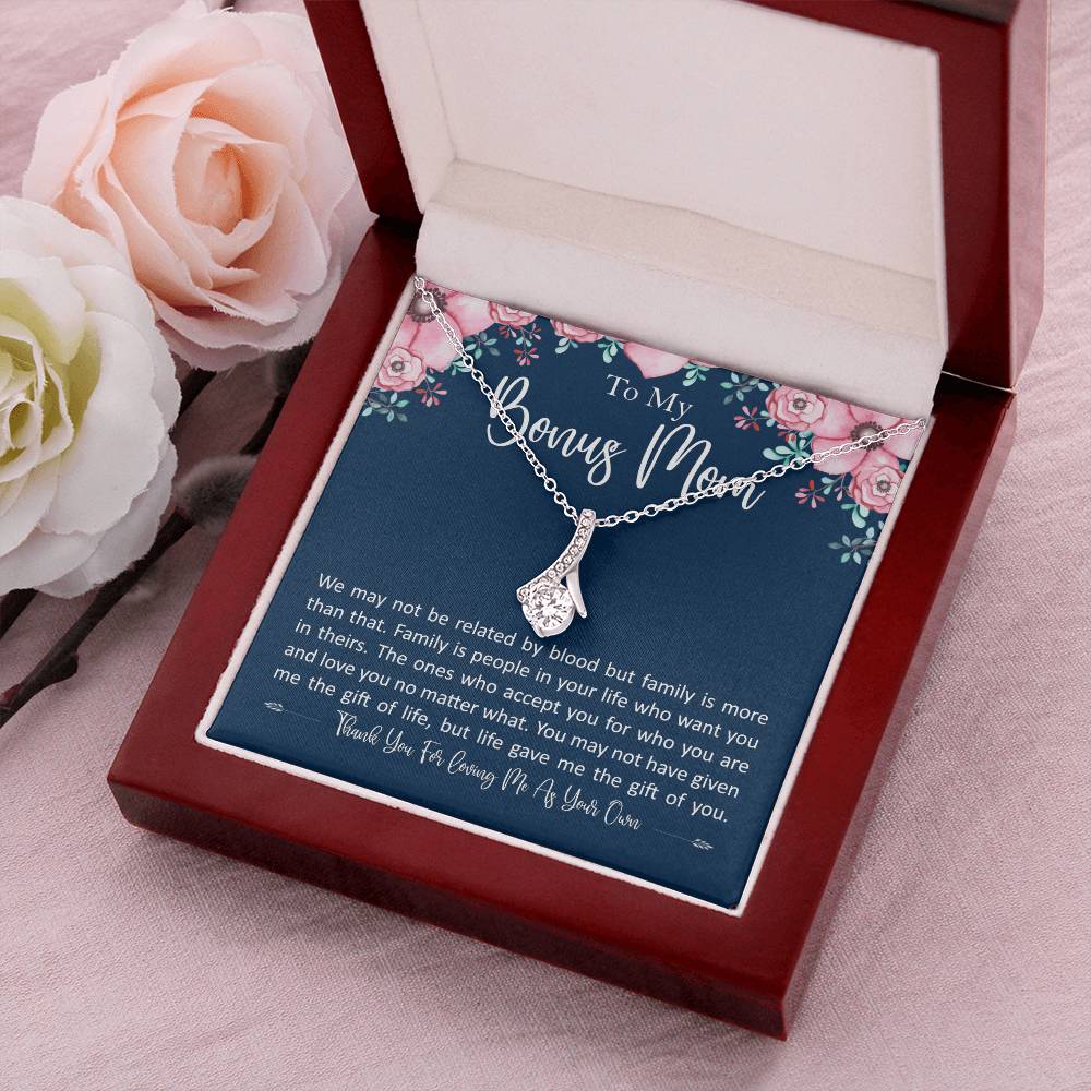 To My Bonus Mom - Family Is More Than Blood Alluring Beauty Necklace