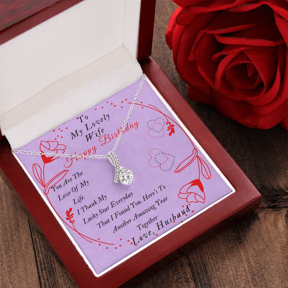 Ribbon Necklace Pendant To My Lovely Wife-Happy Birthday Wife Gifts Birthday Gift Romantic Wife Gift Wife Jewelry Anniversary Wife Gift Alluring Beauty Necklace