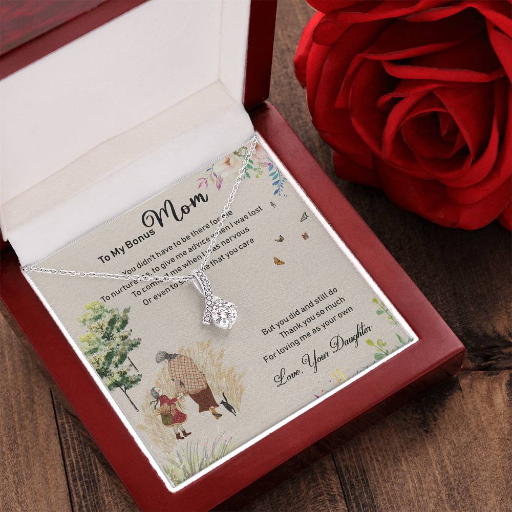 To My Bonus Mom Alluring Beauty Necklace Mother's Day Gift From Bonus Daughter - Alluring Beauty Necklace To My Bonus Mom Bonus Mom Necklace Alluring Beauty Necklace