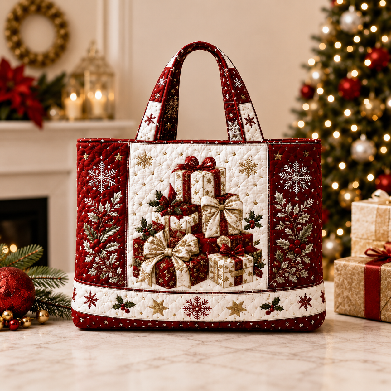 Christmas Quilted Tote Bag